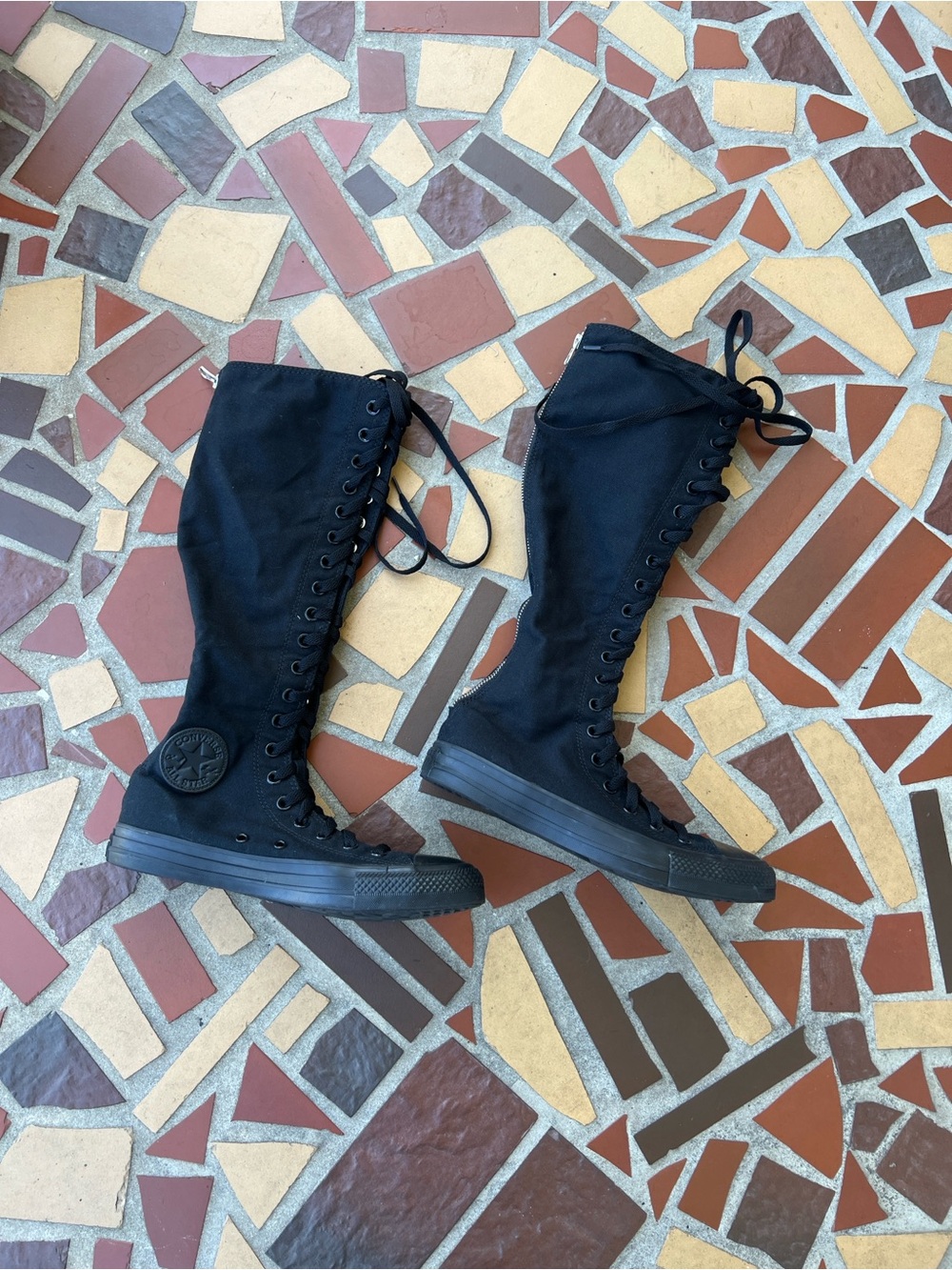 Converse Black Knee-High Lace-Up Canvas Boots